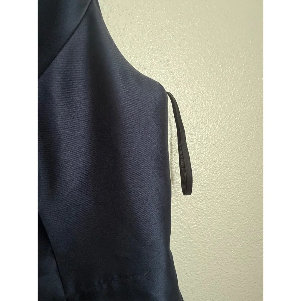 Alfred Sung D823 Midnight Navy Blue Bow Back Trumpet Maxi Gown Dress 16R - Picture 7 of 9